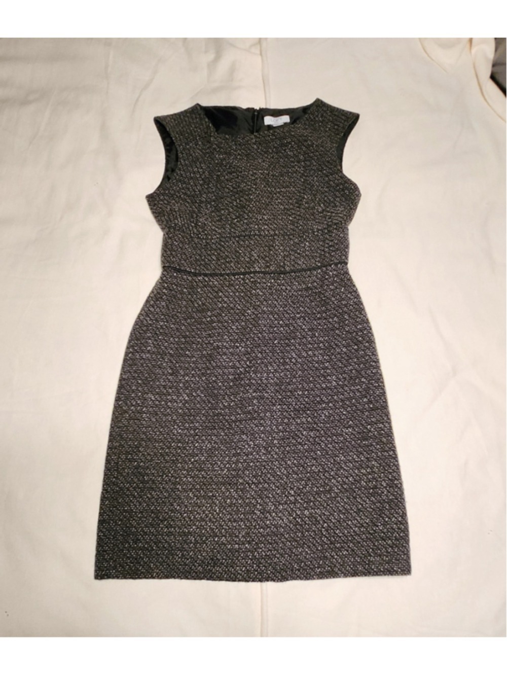 Ann Taylor LOFT Black and White Tweed Front Pleat Career Sheath Dress 2 Petite - Picture 6 of 10